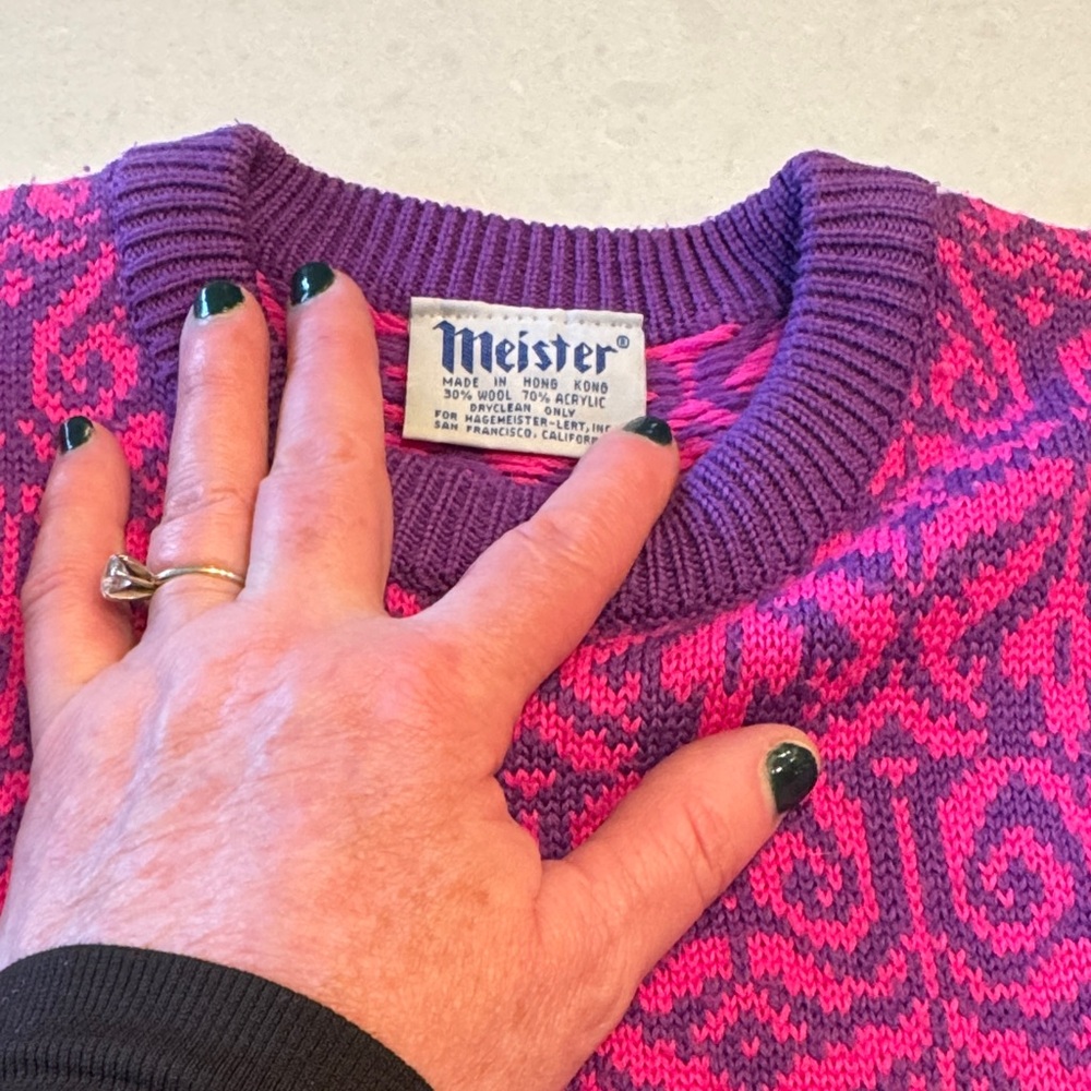 Meister Women's Purple and Pink Crew Neck Sweater